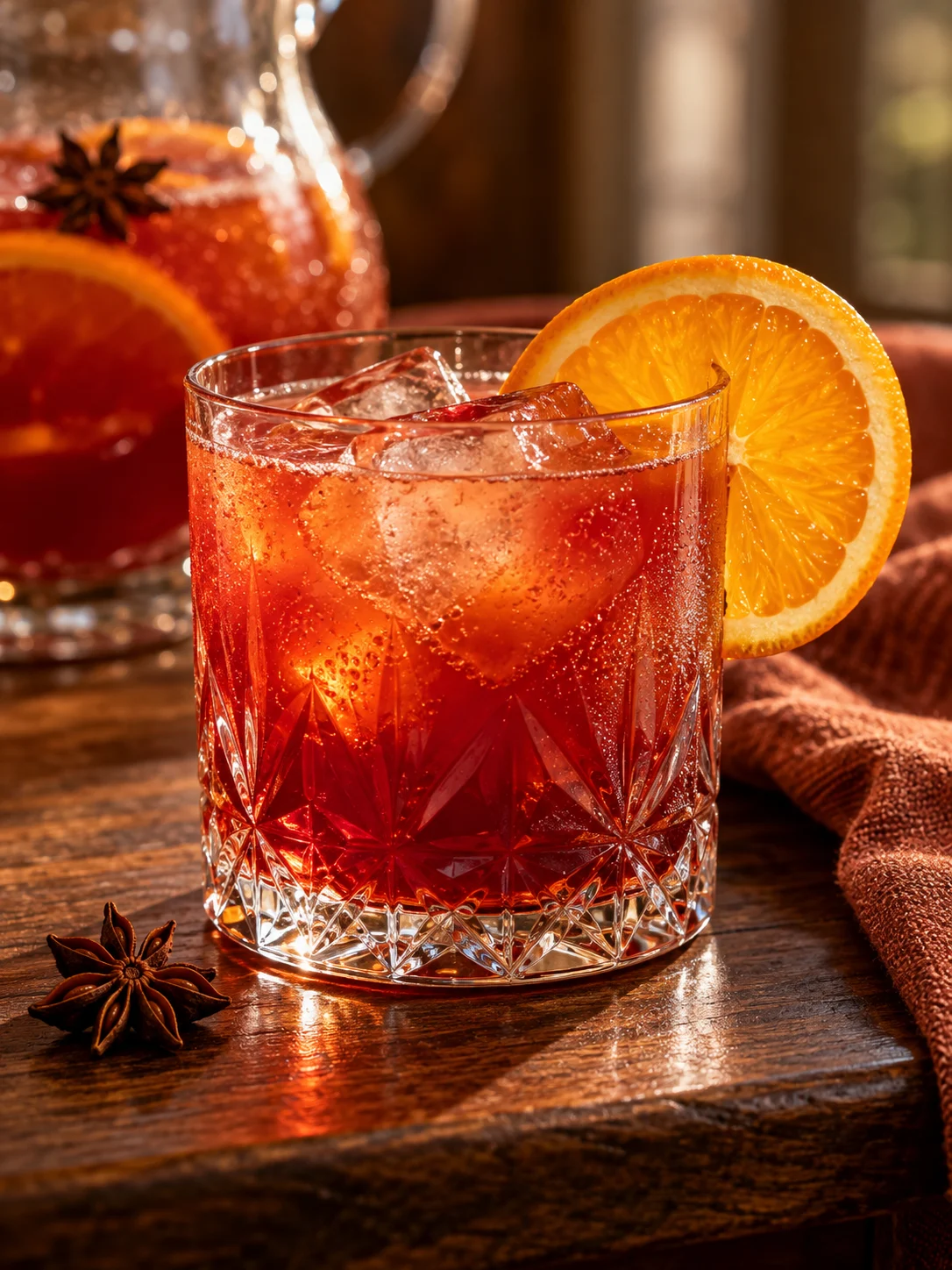 Bourbon Cranberry Punch, served in a glass