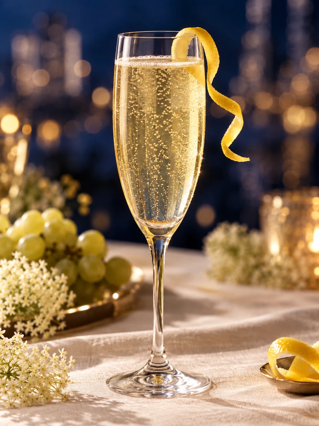 Midnight Bubbles Punch, served in a glass