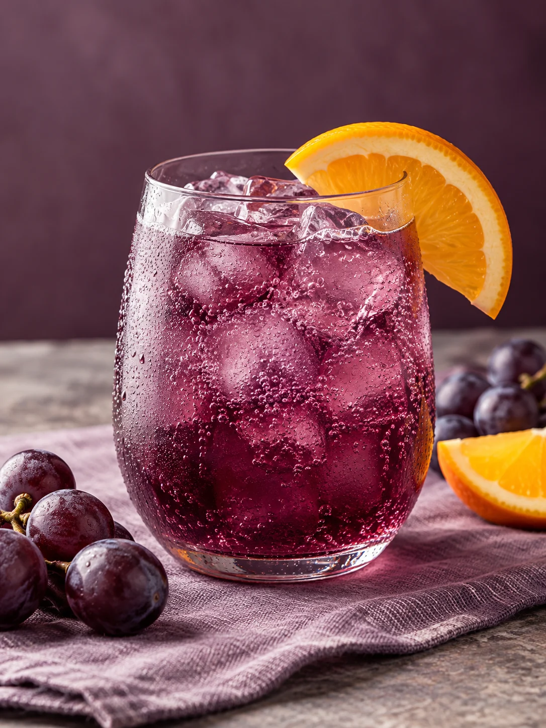 Purple Potion Punch, served in a glass